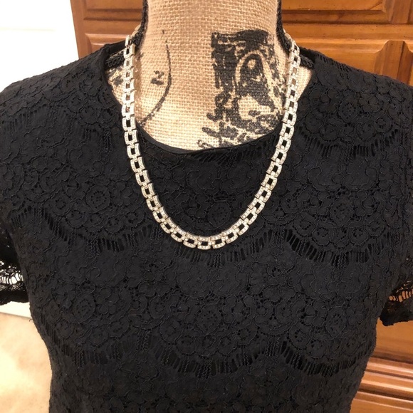 - Vintage silver and rhinestones necklace - Picture 1 of 4